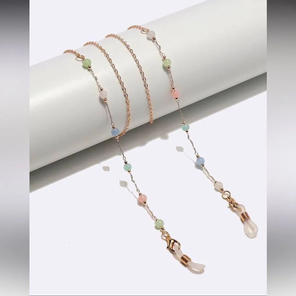 Rose Gold Beaded Pastel Eyeglass Chain A1687